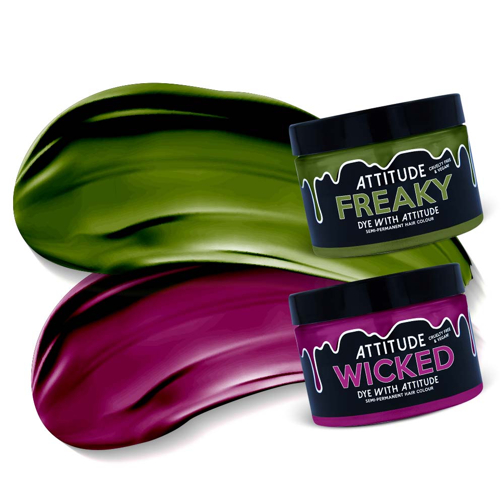 Attitude Hair Dye - WICKED WITCH Halloween Duo Semipermanente Haarfärbekombination - Lila/Grün